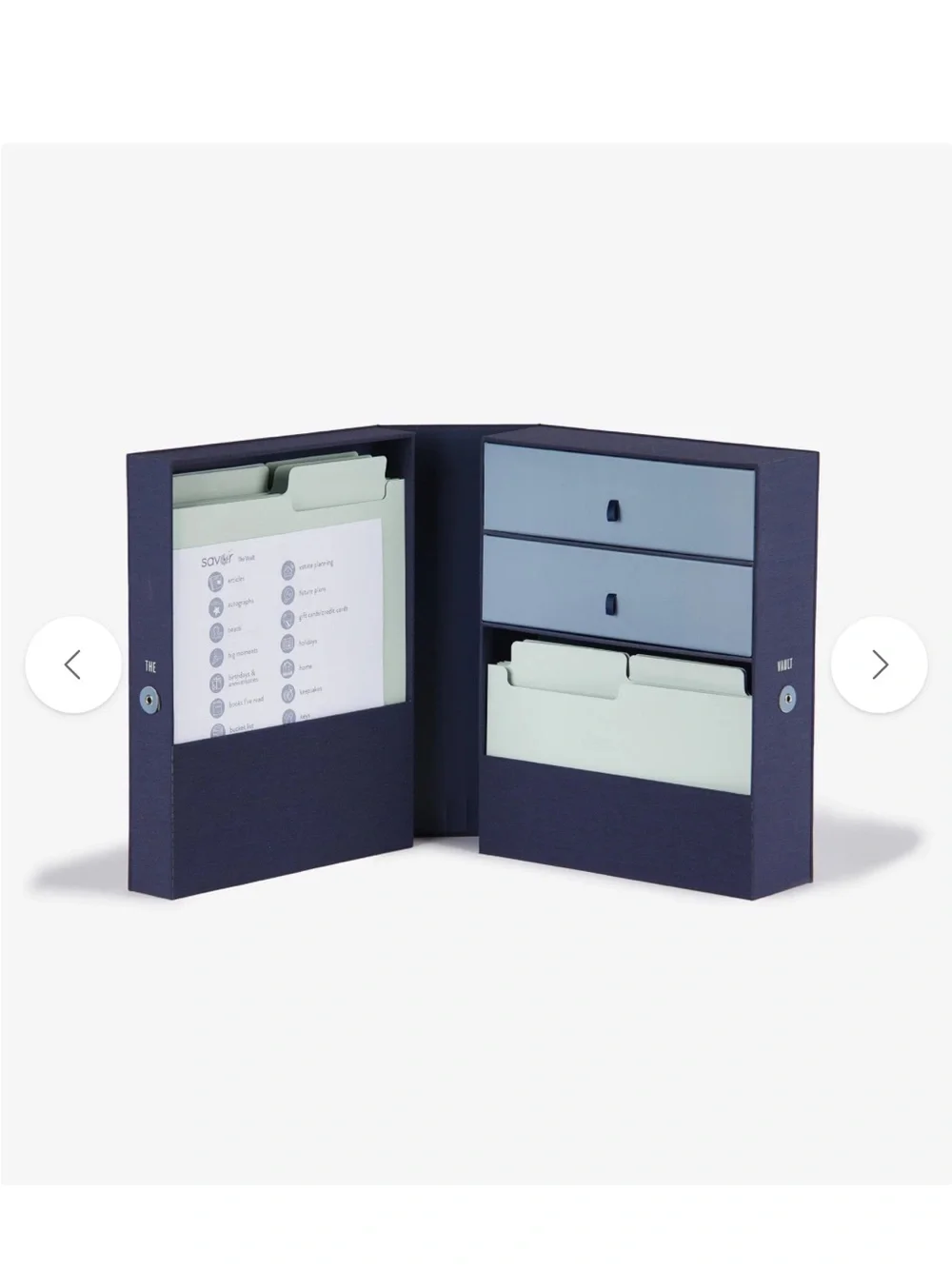 The Vault Navy Blue Document Organizer Box